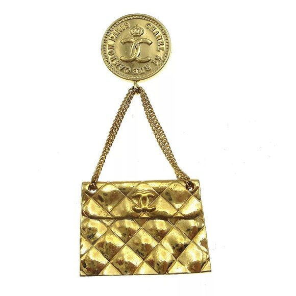 Chanel Bag Brooch Pin Gold 15815 - Picture 1 of 10